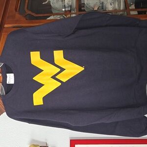Champion Dark Blue Sweatshirt with Bold Yellow Graphic.  West Virginia.